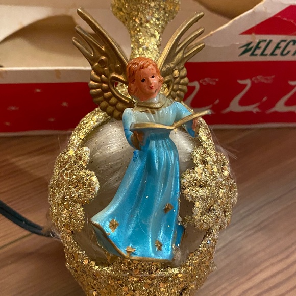 Vintage MCM Jewel Brite Lighted Christmas Tree Topper Angel Finial Spire - Picture 3 of 14